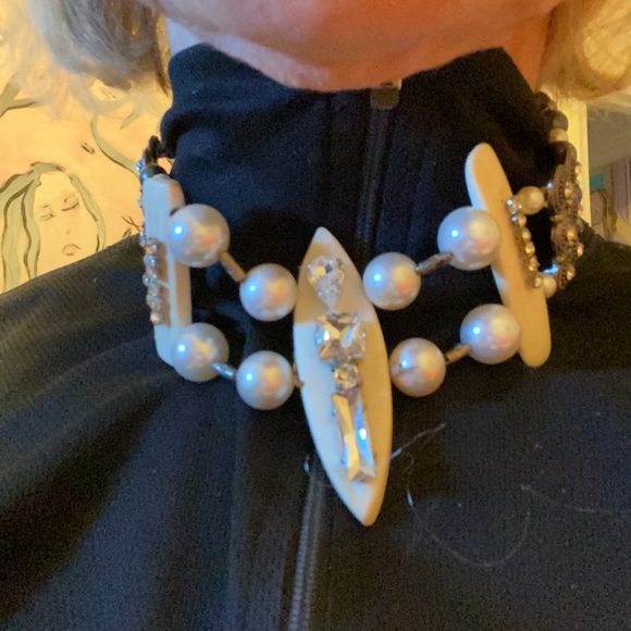 16 inch bone and crystal choker. One of a kind  Handmade. - Picture 3 of 5